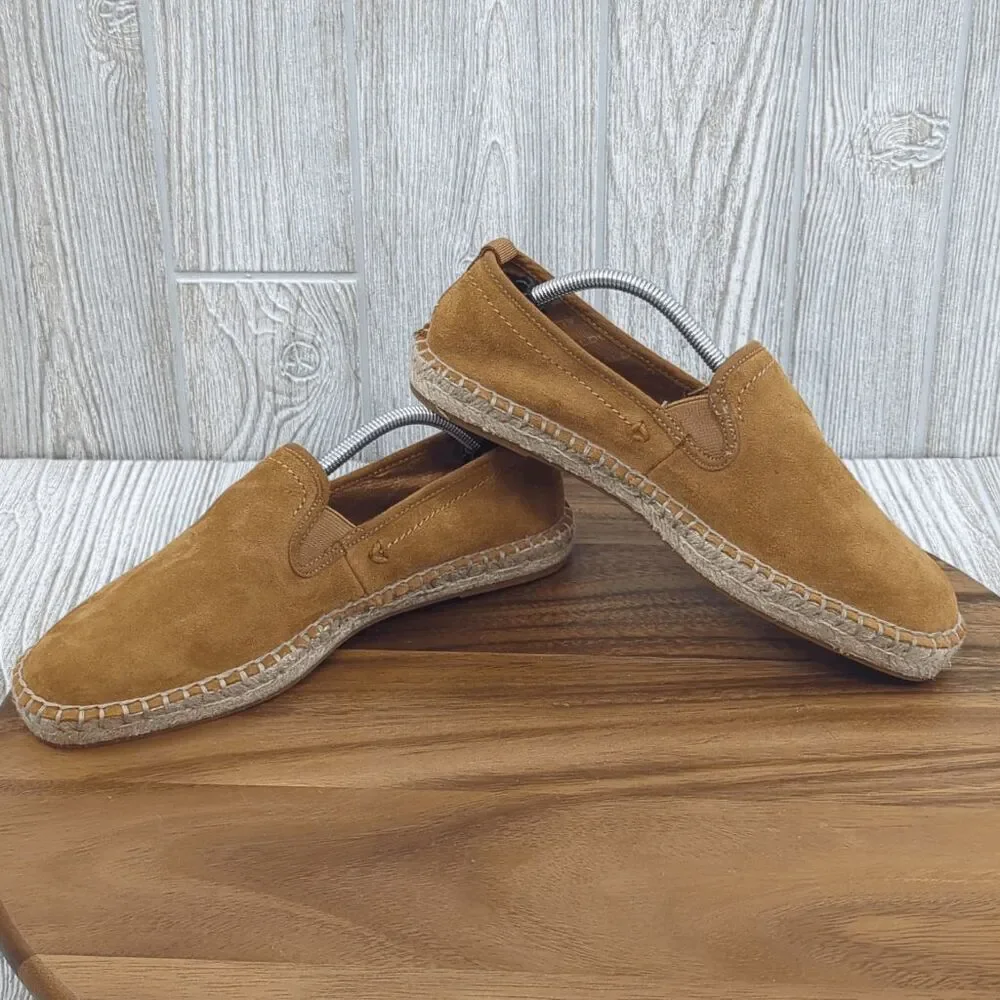 Aldo Womens Size 7 EU Size 39 Leather Caramel Brown Suede Espadrilles Flats Slip